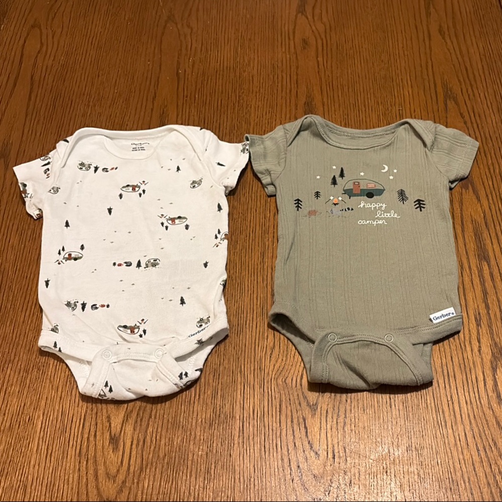 Carter's Green and Cream Baby Onesies Set